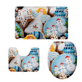 Max 3Pcs Christmas Bathroom Bath Mat Rug Set Toilet Lid Cover C946CP