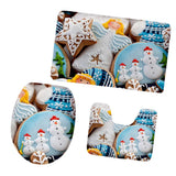 Max 3Pcs Christmas Bathroom Bath Mat Rug Set Toilet Lid Cover C946CP