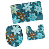 Max 3Pcs Christmas Bathroom Bath Mat Rug Set Toilet Lid Cover C948CP