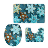 Max 3Pcs Christmas Bathroom Bath Mat Rug Set Toilet Lid Cover C948CP