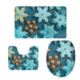 Max 3Pcs Christmas Bathroom Bath Mat Rug Set Toilet Lid Cover C948CP