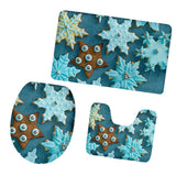 Max 3Pcs Christmas Bathroom Bath Mat Rug Set Toilet Lid Cover C948CP