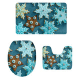 Max 3Pcs Christmas Bathroom Bath Mat Rug Set Toilet Lid Cover C948CP