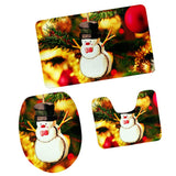 Max 3Pcs Christmas Bathroom Bath Mat Rug Set Toilet Lid Cover C949CP