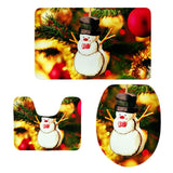 Max 3Pcs Christmas Bathroom Bath Mat Rug Set Toilet Lid Cover C949CP