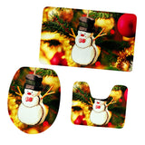 Max 3Pcs Christmas Bathroom Bath Mat Rug Set Toilet Lid Cover C949CP