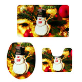 Max 3Pcs Christmas Bathroom Bath Mat Rug Set Toilet Lid Cover C949CP