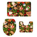 Max 3pcs Toilet Seat Cover + Bath Mat + Pedestal Rug Xmas Home Party Decor D