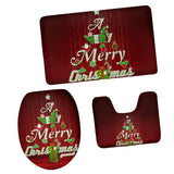 Max 3pcs Toilet Seat Cover + Bath Mat + Pedestal Rug Xmas Home Party Decor F