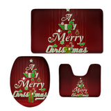 Max 3pcs Toilet Seat Cover + Bath Mat + Pedestal Rug Xmas Home Party Decor F