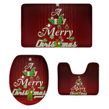 Max 3pcs Toilet Seat Cover + Bath Mat + Pedestal Rug Xmas Home Party Decor F