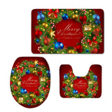 Max 3pcs Toilet Seat Cover + Bath Mat + Pedestal Rug Xmas Home Party Decor G