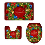 Max 3pcs Toilet Seat Cover + Bath Mat + Pedestal Rug Xmas Home Party Decor G