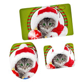 Max 3pcs Toilet Seat Cover + Bath Mat + Pedestal Rug Xmas Home Party Decor I