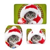 Max 3pcs Toilet Seat Cover + Bath Mat + Pedestal Rug Xmas Home Party Decor I