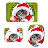 Max 3pcs Toilet Seat Cover + Bath Mat + Pedestal Rug Xmas Home Party Decor I