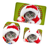 Max 3pcs Toilet Seat Cover + Bath Mat + Pedestal Rug Xmas Home Party Decor I