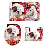 Max 3pcs Toilet Seat Cover + Bath Mat + Pedestal Rug Xmas Home Party Decor J