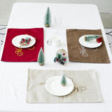 Christmas Hotel Tableware Mat Pad Cutlery Holder Linen Placemat Dark Brown