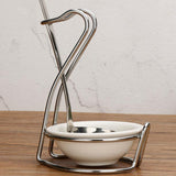 Maxbell  Ceramic Kitchen Spoon Rest Holder Stainless Steel Rack Swan shape