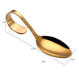 Maxbell Stainless Steel Soup Spoon Curved Handle for Porridge Dinner Cake Golden - Aladdin Shoppers