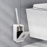 Max Modern Fashion Sucker Type Toilet Brush and Holder Set Bathroom Accs White