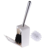 Max Modern Fashion Sucker Type Toilet Brush and Holder Set Bathroom Accs White