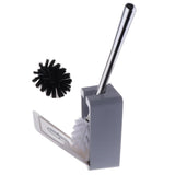 Max Modern Fashion Sucker Type Toilet Brush and Holder Set Bathroom Accs Grey