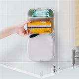 Max Wall Mounted Plastic Cup Toilet Tissue Paper Roll Holder Phone Shelf Gray