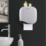 Max Wall Mounted Plastic Cup Toilet Tissue Paper Roll Holder Phone Shelf Gray