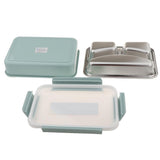 Maxbell Stainless Steel Lunch Box Dinnerware Kids Food Container Blue S three case