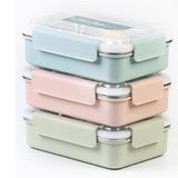 Maxbell Stainless Steel Lunch Box Dinnerware Kids Food Container Green S three case