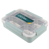 Maxbell Stainless Steel Lunch Box Dinnerware Kids Food Container Blue M four case