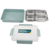 Maxbell Stainless Steel Lunch Box Dinnerware Kids Food Container Blue M four case