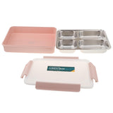 Maxbell Stainless Steel Lunch Box Dinnerware Kids Food Container Pink L four case