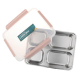 Maxbell Stainless Steel Lunch Box Dinnerware Kids Food Container Pink L four case