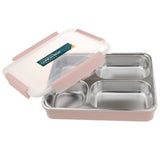 Maxbell Stainless Steel Lunch Box Dinnerware Kids Food Container Pink L four case