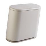 Maxbell  Oval Pressing Type Plastic Trash Can Household Garbage Bin with Lid Grey
