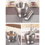 Max Stainless Steel Mortar & Pestle Set Garlic Spice Herb Grinder Bowl shape