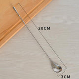 Max Long Handle Spoon Stainless Steel Mixing Ice Milkshake Spoon  silvery