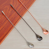 Max Long Handle Spoon Stainless Steel Mixing Ice Milkshake Spoon  silvery