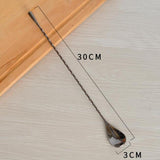 Max Long Handle Spoon Stainless Steel Mixing Ice Milkshake Spoon  black