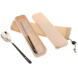 Maxbell Stainless Steel Tableware Set with Box Bag Black Spoon Chopsticks - Aladdin Shoppers