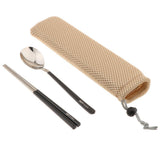 Maxbell Stainless Steel Tableware Set with Box Bag Black Spoon Chopsticks - Aladdin Shoppers