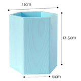 Maxbell Lovely Wooden Tabletop Storage Box Pen Container Brush Pot Blue Hexagon - Aladdin Shoppers