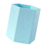 Maxbell Lovely Wooden Tabletop Storage Box Pen Container Brush Pot Blue Hexagon - Aladdin Shoppers