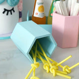 Maxbell Lovely Wooden Tabletop Storage Box Pen Container Brush Pot Blue Hexagon - Aladdin Shoppers