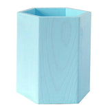 Maxbell Lovely Wooden Tabletop Storage Box Pen Container Brush Pot Blue Hexagon - Aladdin Shoppers