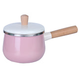 Maxbell  Nonstick Enamel Sauce Pan Pot with Lid Kitchen Cookware Pink Saucepan