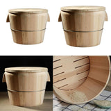 Maxbell  Japan Bargain Hangiri Wooden Sushi rice Mixing Bowl with Lid portable 21cm